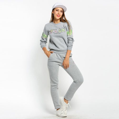 Tracksuits for Women Autumn Sweatshirt Women Suits Printed Long Sleeve Female Pullover Hoodies Sweatshirts Long Pants 2PCS Set