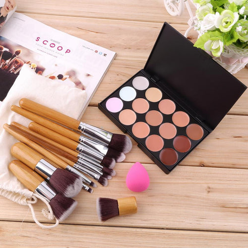 New Brand 15 Colors Face Cream Makeup Contour Concealer Palette and make up foundation Concealer Brush
