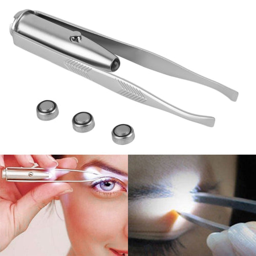 Hot Sale Stainless Steel Eyelash Eyebrow Removal LED Light Eyebrow Tweezer Cosmeticc Tool Tweezers Quality