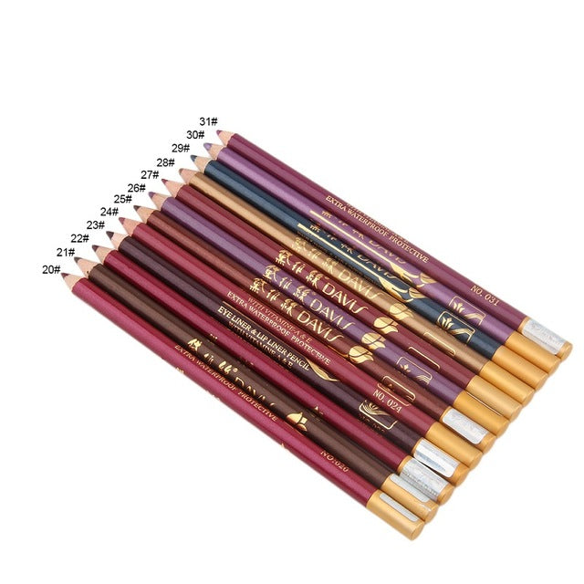 2017 Dual Use 12pcs/Set Fashionable Eye Liner Makeup Tools Accessories Long Lasting Lip Eyeliner Pencil Perfect Gifts For Women