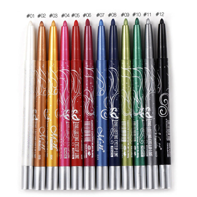 2017 MENOW Professional Makeup Eye Shadow Waterproof Glitter Eyes Eyeshadow & Eyeliner Pencils 12pcs/lots