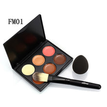 High Quality 6 Colors Concealer Cream Makeup Palette Face Contour Palette Powder Brush + Puff Sponge Set&Kit Makeup Foundation