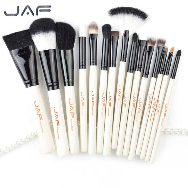 JAF Brand 15pcs/set High Quality Professional Makeup Brushes Set Facial Make Up Blush Powder Foundation Cosmetic Brush Tool