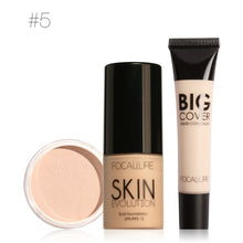 FOCALLURE 3Pcs Face Makeup Set with Concealer Cream Foundation Cream and Setting Powder