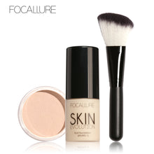 FOCALLURE 3Pcs Pro Face Makeup Daily Using Foundation Cream Loose Powder with High Quality Makeup Brush