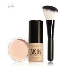 FOCALLURE 3Pcs Pro Face Makeup Daily Using Foundation Cream Loose Powder with High Quality Makeup Brush