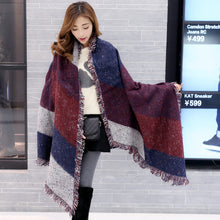 2018 Autumn Winter Warm Women Thicken Blanket Scarf 200cm Cashmere Pashmina Wool Scarves Warm Wraps Cape Tassel Poncho