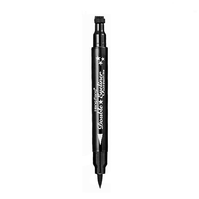 Fashion Double-end Liquid Eyeliner Makeup Pen With Tattoo Stamp Waterproof Long-lasting Smooth Eyes Liner Pen Cosmetics