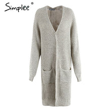 Simplee Autumn knitted long cardigan female Winter soft loose women sweater cardigan coat Causal sweater jumper outerwear 2017