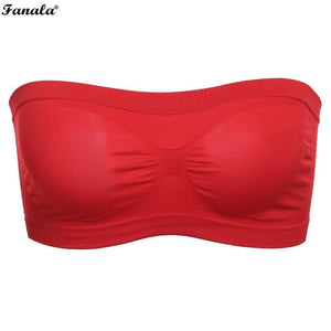 Women Basic Stretch Layer Strapless Hollow Seamless Solid Cropped Tube Top Bra Bandeau N3020