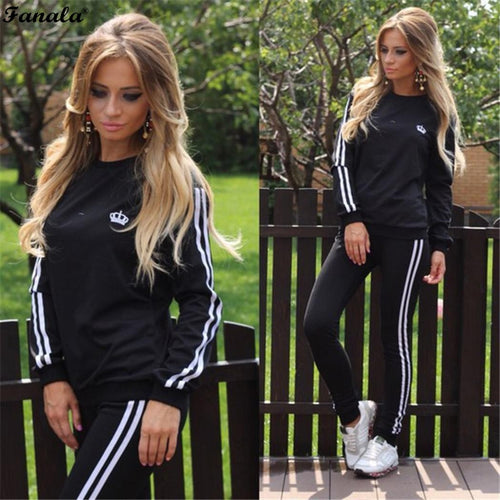 FANALA Tracksuit Women Two Piece Set 2018 Spring Autumn Suits The Feminine Full Sleeve O Neck Top And Full Length Pants Women