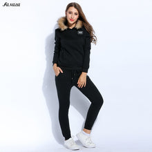 2018 Winter Tracksuits Women Thicken Sweatshirt Hoodies Solid Long Sleeve Pullovers Sweatshirt and Pants Set Slim Women Suit Top