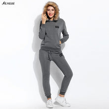 2018 Winter Tracksuits Women Thicken Sweatshirt Hoodies Solid Long Sleeve Pullovers Sweatshirt and Pants Set Slim Women Suit Top