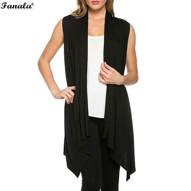 2018 Autumn Cardigan Female Sweater Women Plus Size Spring Sleeveless Cardigan Open Stitch Top Asymmetrical Long Vest Poncho