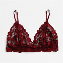 SHEIN Women Crop Top Sexy Underwear Lace Camisole Lingerie Women Clothes Burgundy Hollow Out Triangle Floral Lace Bralette