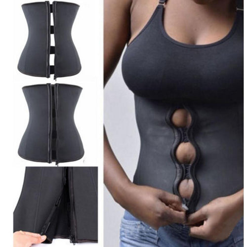 Waist Trainer Body Shaper Women Corsets with Zipper Hot Body Shapers Cincher Corset Top Slimming Waist Belt Black Plus Size 2018