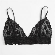 SHEIN Sexy Crop Tops Women Black Underwear Women Hollow Out Triangle Floral Sheer Lace Bralette Lingerie Crop Top