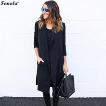 FANALA Women Belted Vests 2018 New Spring Fashion Sleeveless Lapel Jacket Coats Long Waistcoat Vest Chalecos Mujer Plus Size 30