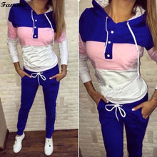 women casual spring autumn cropped tops pullover hooded sweatshirts and pants two pieces sets suits fleece sporting tracksuits
