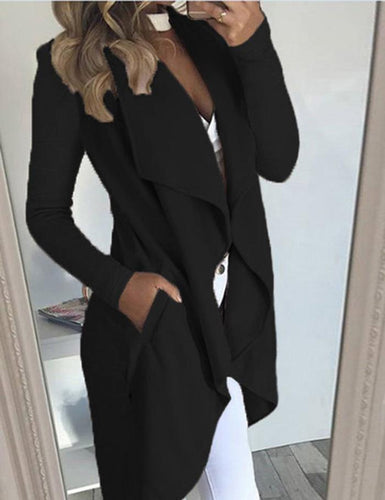 Women Autumn Winter Open Front Woolen Coats Cardigan Long Sleeve Jackets Outwear Thick Long Poncho Coats Manteau Femme