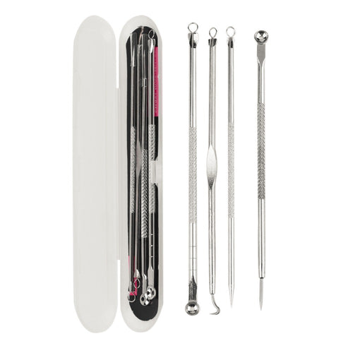 4pcs/set Double-ended Acne Needle Blackhead Blemish Remover Pimple Comedone Facial Cleaning Skin Care Tool Stainless Steel