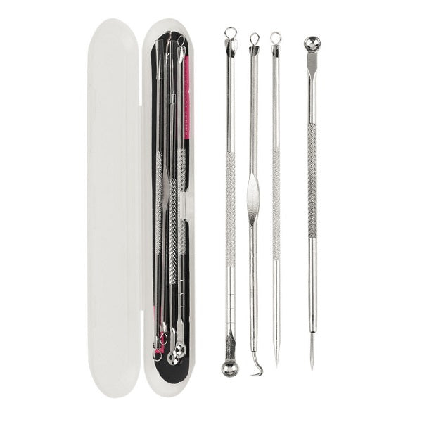 4pcs/set Double-ended Acne Needle Blackhead Blemish Remover Pimple Comedone Facial Cleaning Skin Care Tool Stainless Steel