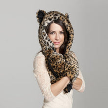 2018 Winter Warm Women&Men Kawaii Scarf Shawl Animal Faux Fur Ear Hat Fluffy Plush Cap Casual Cute Girl Hood Gloves Scarf Shawl