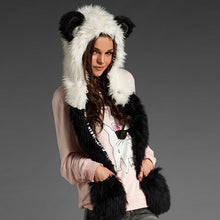 2018 Winter Warm Women&Men Kawaii Scarf Shawl Animal Faux Fur Ear Hat Fluffy Plush Cap Casual Cute Girl Hood Gloves Scarf Shawl