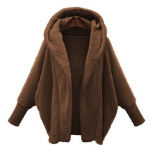 Women Winter Warm Faux Fur Coats 2018  Autumn Long Sleeve Hooded Oversized Top Solid Plush Loose Coat Jackets Tops Outerwear XXL