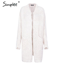 Simplee Casual knitting long cardigan female Loose kimono cardigan knitted jumper 2017 warm winter sweater women cardigan