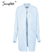 Simplee Casual knitting long cardigan female Loose kimono cardigan knitted jumper 2017 warm winter sweater women cardigan